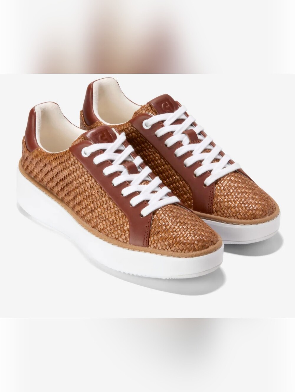 Cole Haan Women's GrandPrø Topspin Woven Leather Sneakers Brown Size 11